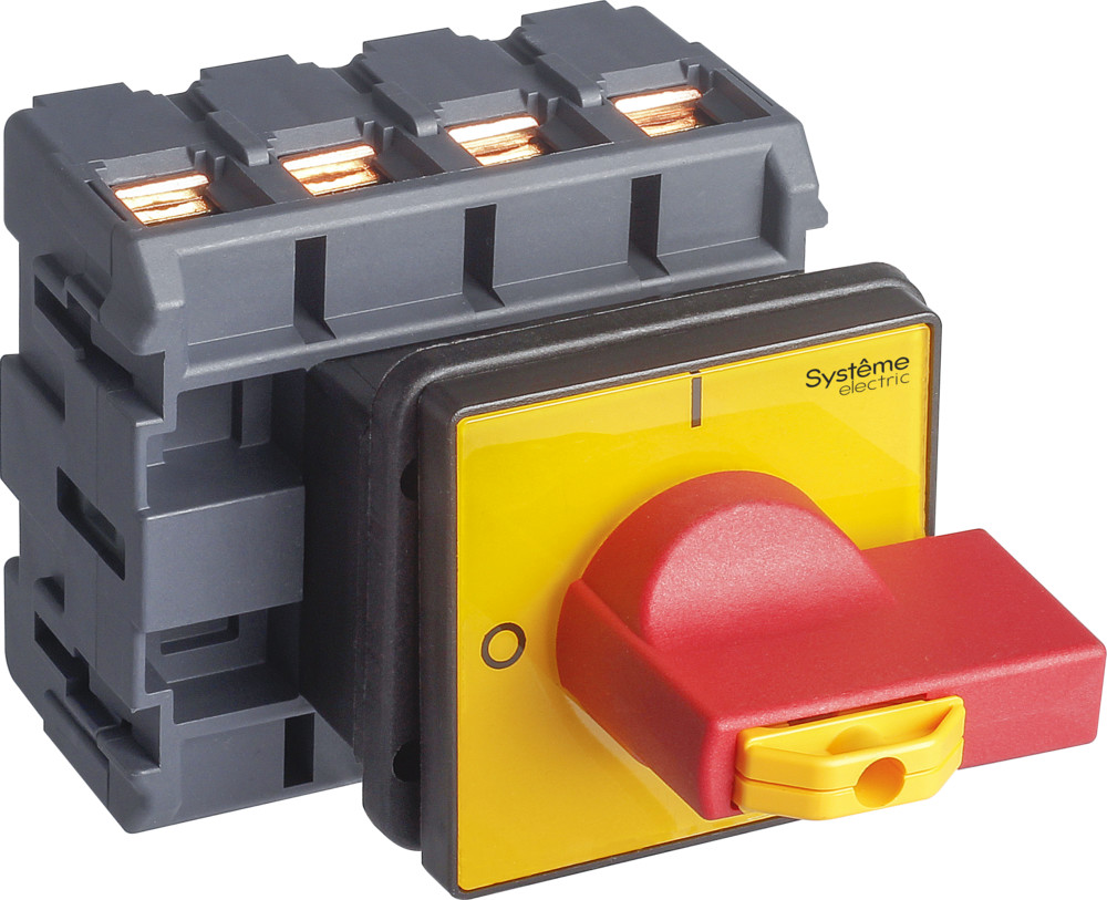 Systeme Electric SystemePact MSD  Выключатель-разъединитель 4P 100A IP20 с красной рукояткой на дверцу 4 винта 1 замок