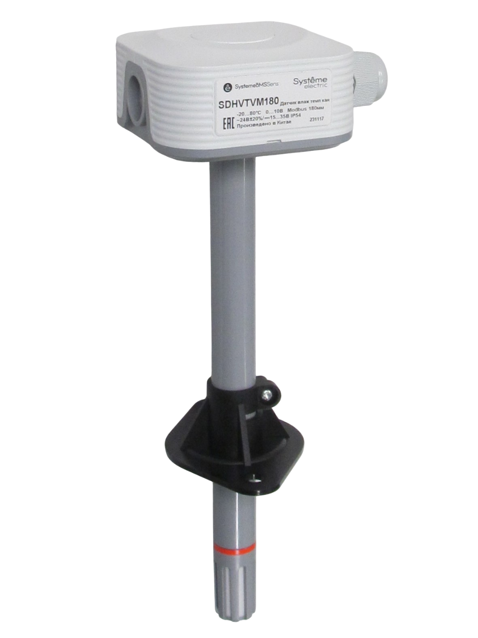 Systeme Electric Датчик влажности и температуры канальный, 0…10В -20…+80°C Modbus 180мм(40…155мм ) ~24В/=15…35В
