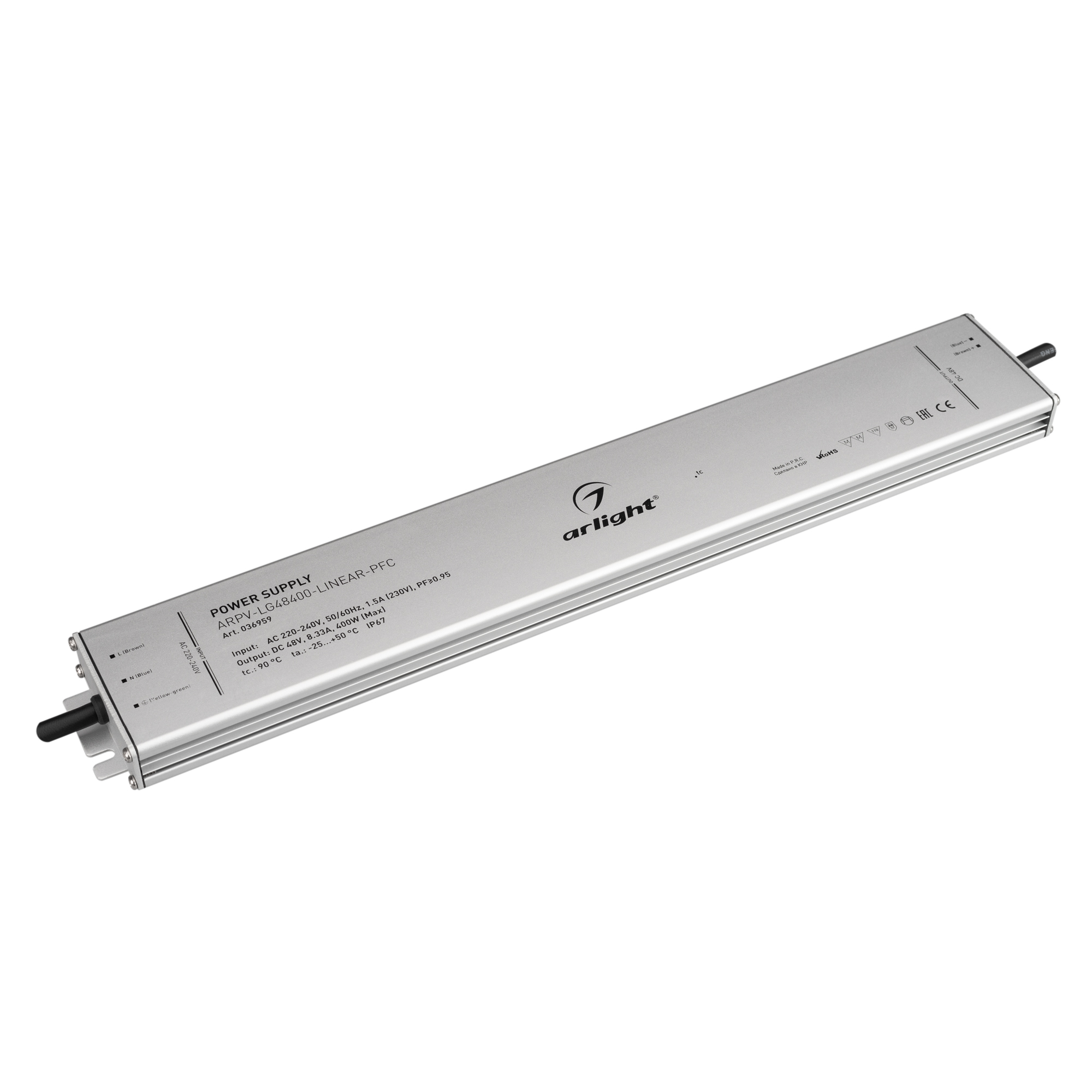 Arlight Блок питания ARPV-LG48400-LINEAR-PFC (48V, 8.33A, 400W) (IP67 Металл, 5 лет)