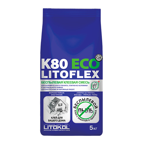 Клей для плитки Litokol Litoflex K80 Eco (C2E) серый, 5 кг