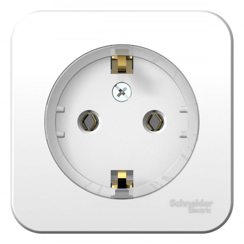 Systeme Electric Blanca наруж Бел Розетка с/з без шторок, (тонкая) 16А, 250В, изолир. пластина