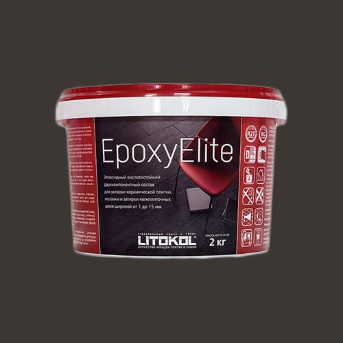 Эпоксидная затирка для плитки Litokol EpoxyElite E.13 Темный шоколад , ведро 2 кг