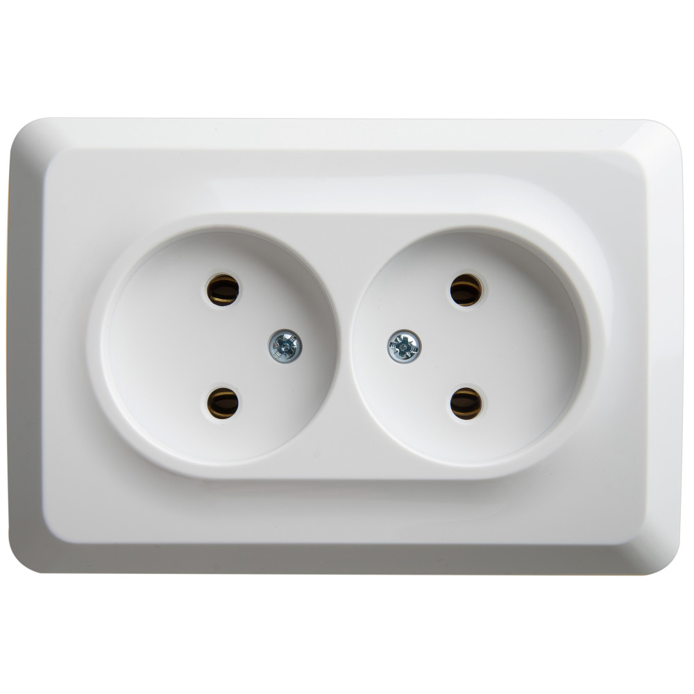 Systeme Electric Этюд наруж Бел Розетка 2-ая угловая б/з без шторок 16А 250B