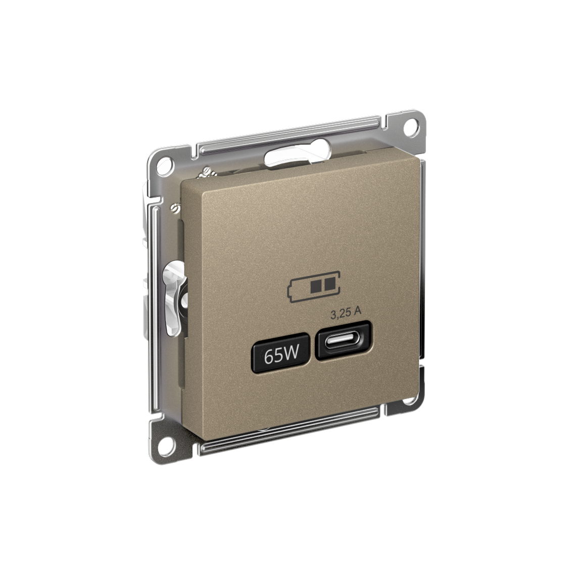 Systeme Electric AtlasDesign Шампань USB Розетка тип-C 65W высокоскор.заряд. QC, PD, мех.