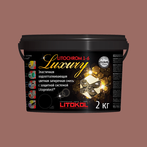 Затирка швов цементная Litokol Litochrom 1-6 Luxury C.90 красно-коричневый/терракота, ведро 2 кг