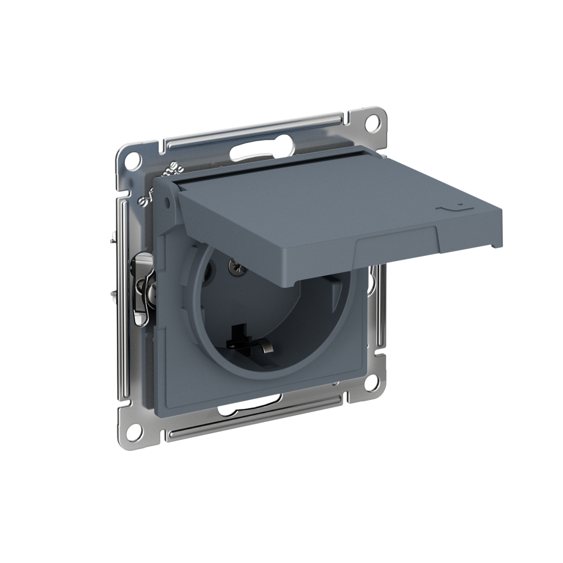 Systeme Electric AtlasDesign Грифель Розетка с заземл. со шторк. с крышкой, 16А,IP20,мех., быстрозажим. клем.
