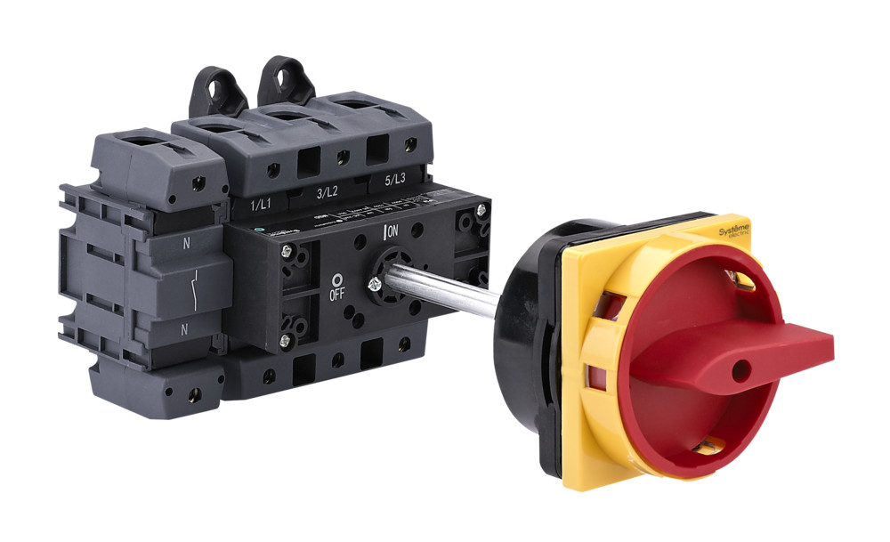 Systeme Electric SystemePact MSD  Выключатель-разъединитель 4P 175A IP20 с красной выносной рукояткой на дин-рейке/плате с замком