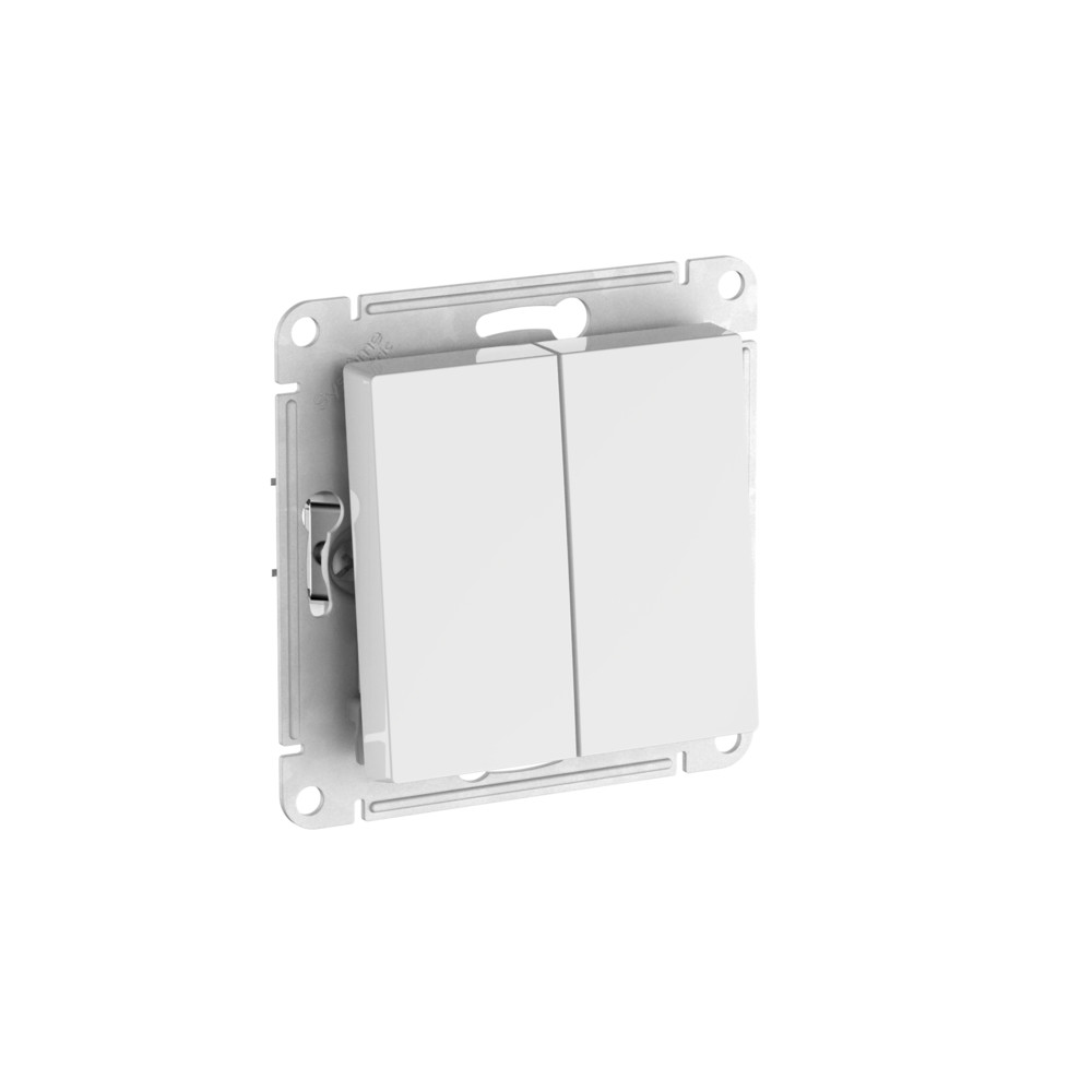 Systeme Electric AtlasDesign Aqua Белый Выключатель 2-клавишный IP44, сх.6, 10АХ,мех., быстрозажим. клем.
