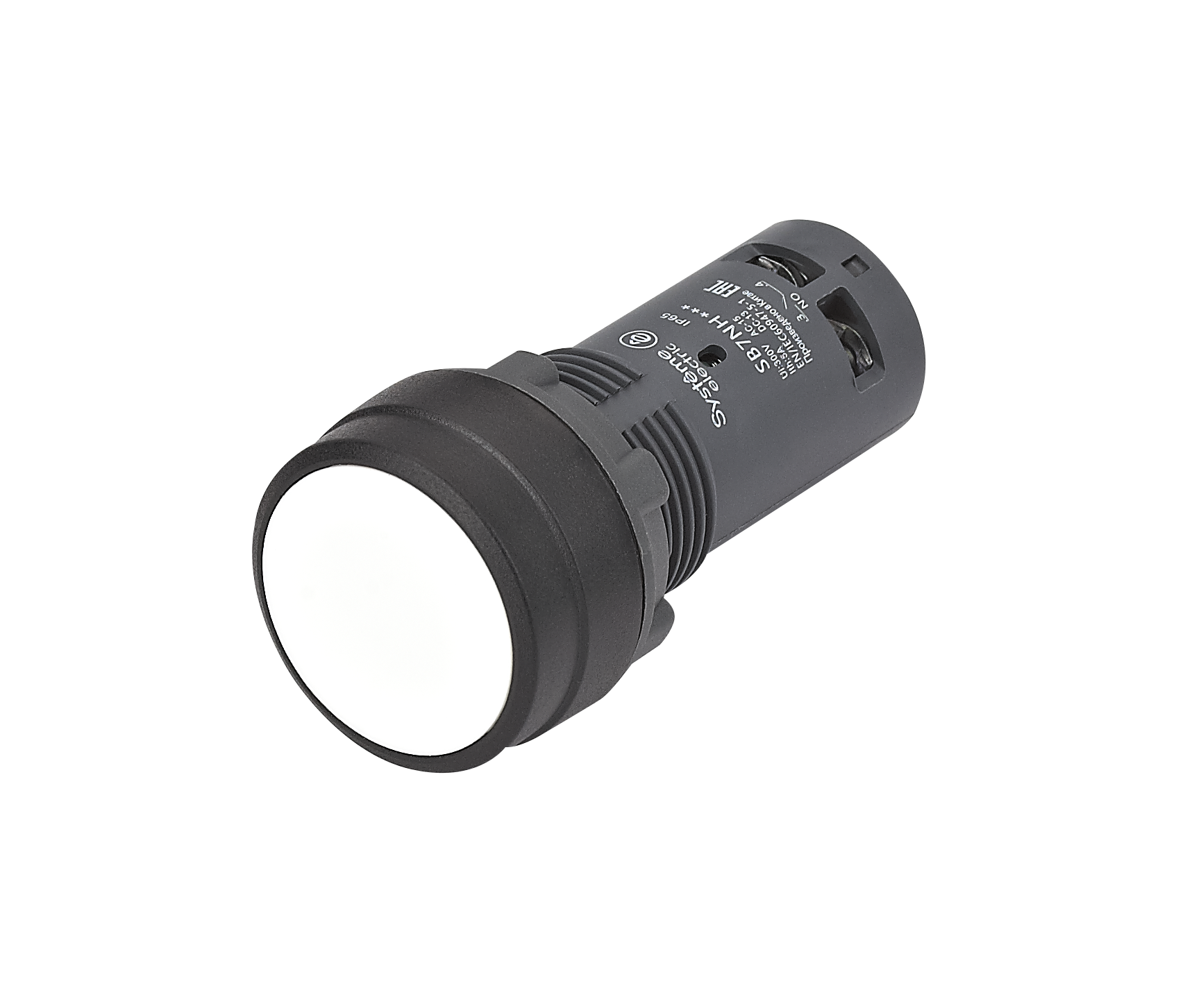 Systeme Electric Кнопка SB7 моноблочная 22мм белая с фиксацией, пластик, 1НО, IP65
