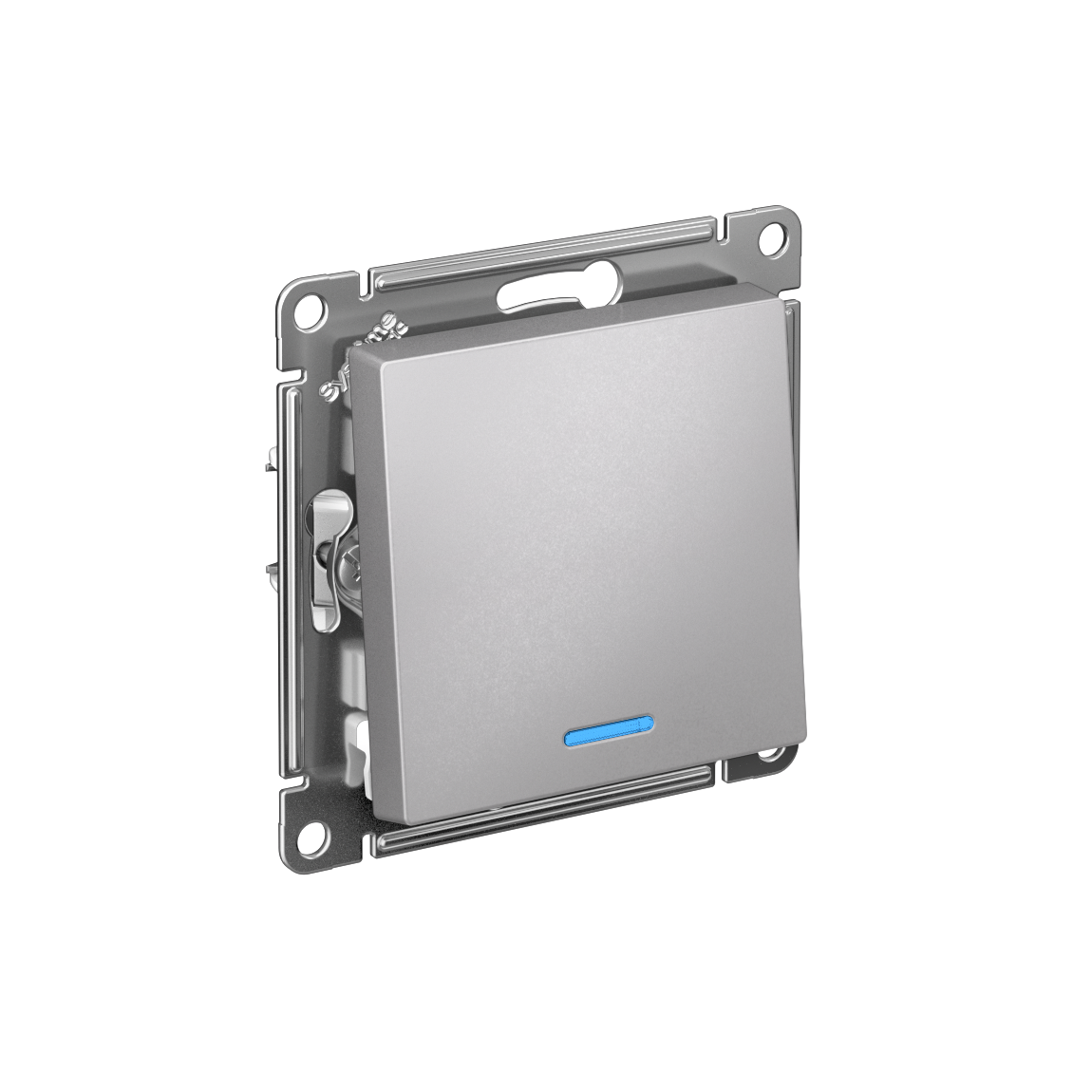 Systeme Electric AtlasDesign Алюминий Выключатель 1-клавишный с подсвет.,сх.1а, 10АХ, мех., быстрозажим. клем.