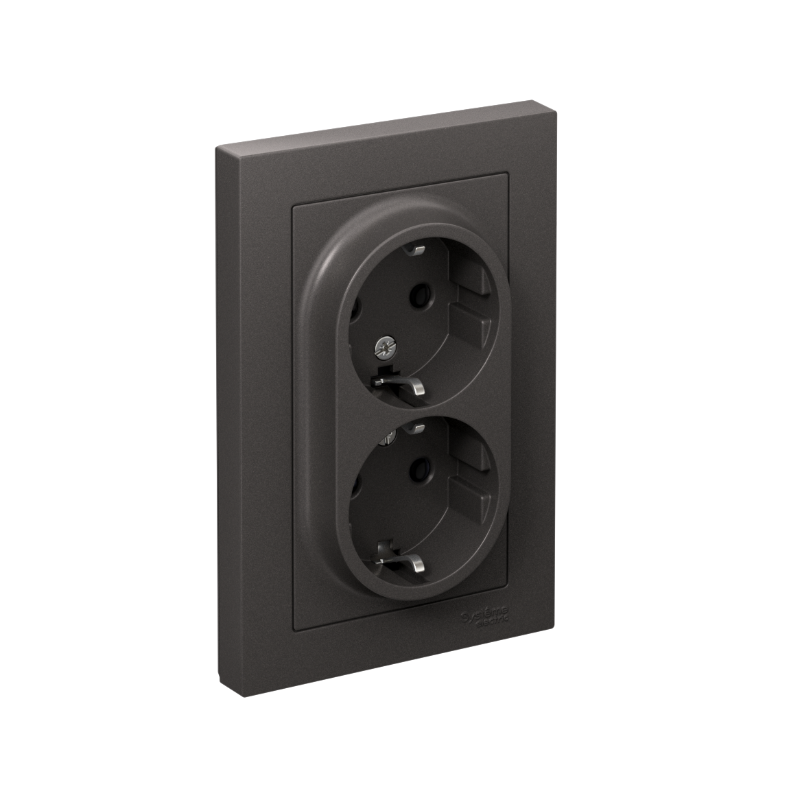 Systeme Electric AtlasDesign Базальт Розетка двойная с/з, 16А, в сборе