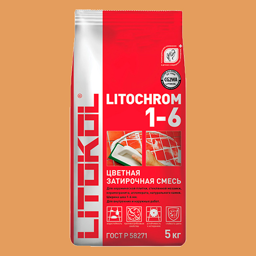 Затирка швов цементная Litokol Litochrom 1-6 C.140 светло-коричневый, алюм.мешок 5 кг