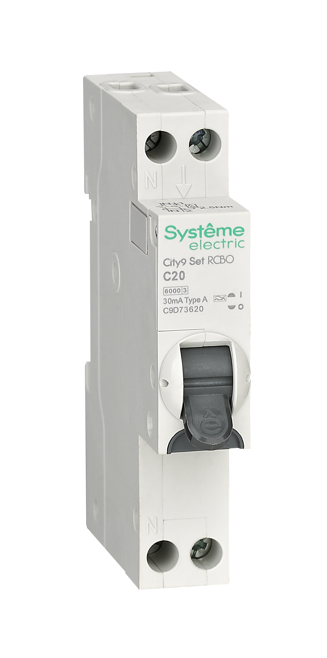 Systeme Electric City9 АВДТ 1П+Н C20 6000A 30мА A 18мм