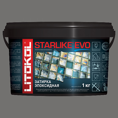 Эпоксидная затирка для плитки Litokol Starlike Evo S.120 Grigio Piombo, 1 кг