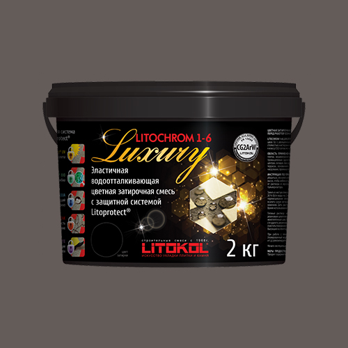 Затирка швов цементная Litokol Litochrom 1-6 Luxury C.40 антрацит, ведро 2 кг