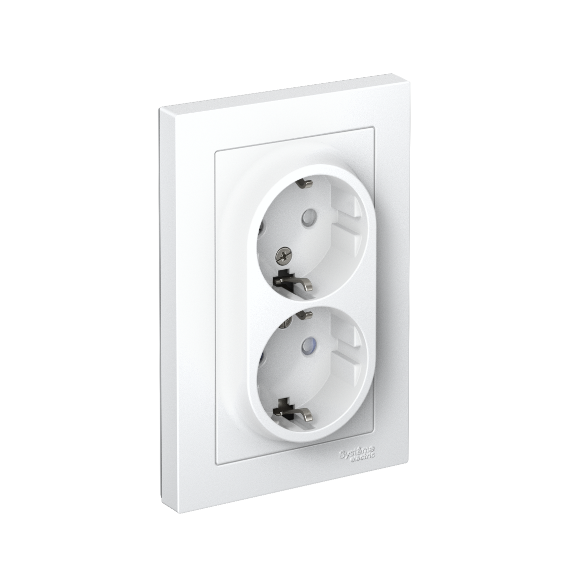 Systeme Electric AtlasDesign Лотос Розетка двойная с/з со шторками, 16А, в сборе