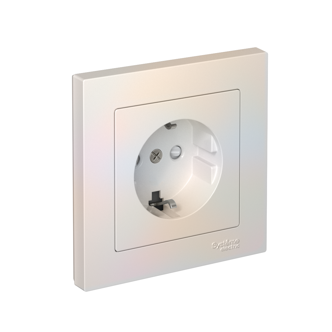 Systeme Electric AtlasDesign Жемчуг Розетка с заземлением со шторками, 16А, в сборе, быстрозажим. клем.
