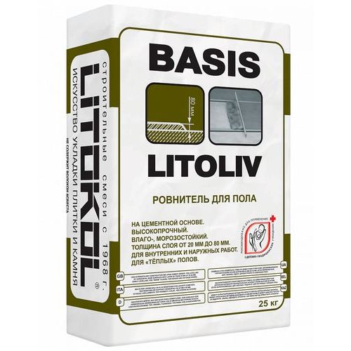 Ровнитель для пола Litokol Litoliv Basis серый, 25 кг
