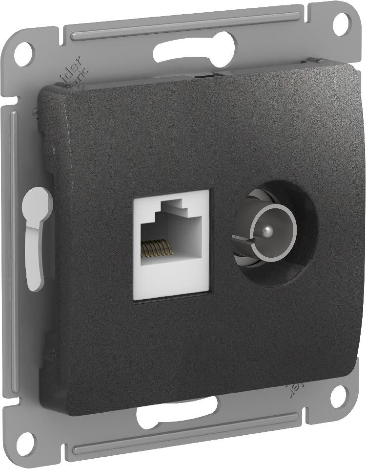 Systeme Electric Glossa Антрацит Розетка двойная TV + компьютерная RJ45, кат. 5Е