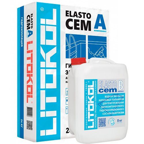 Гидроизоляция Litokol Elastocem A+B (2Компонентная), 32 кг
