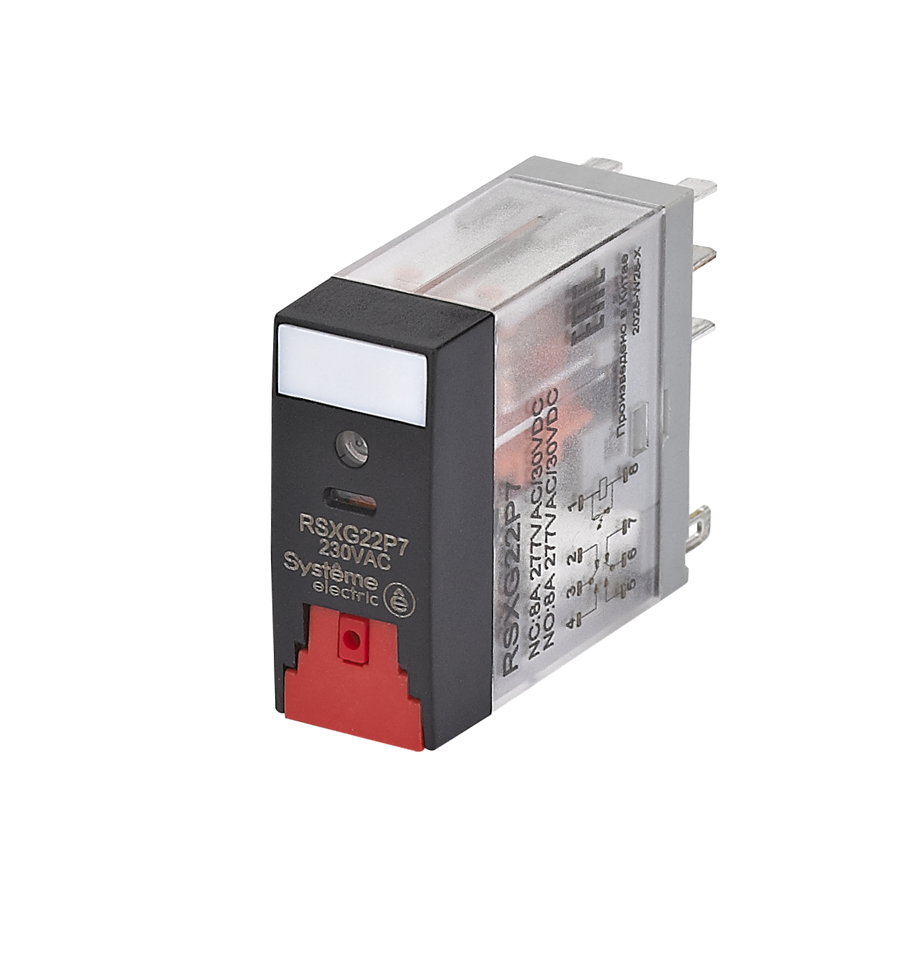 Systeme Electric Реле 8A 2CO 230VAC тест кнопка LED