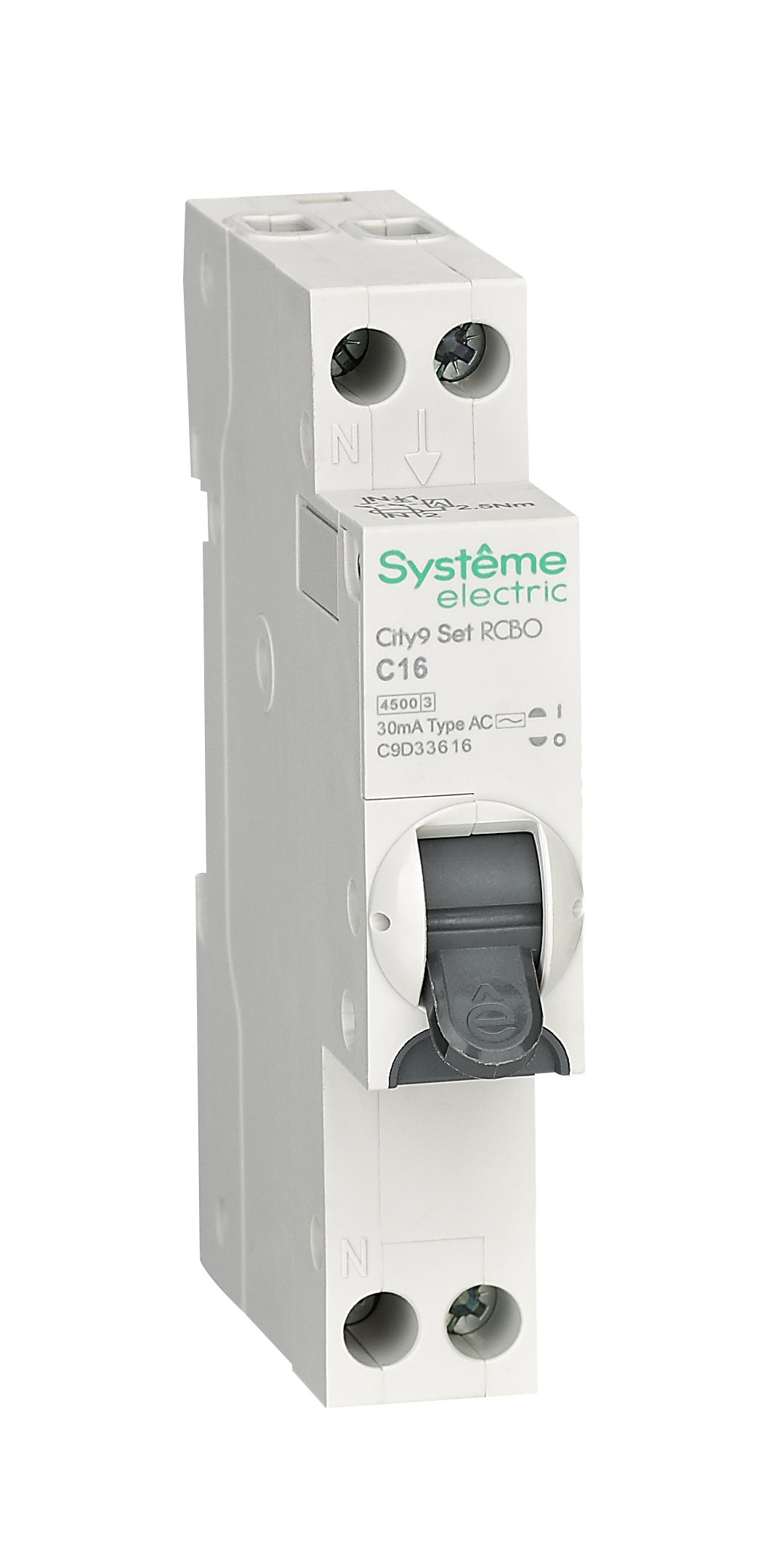 Systeme Electric City9 АВДТ 1П+Н C16 4500A 30мА AC 18мм