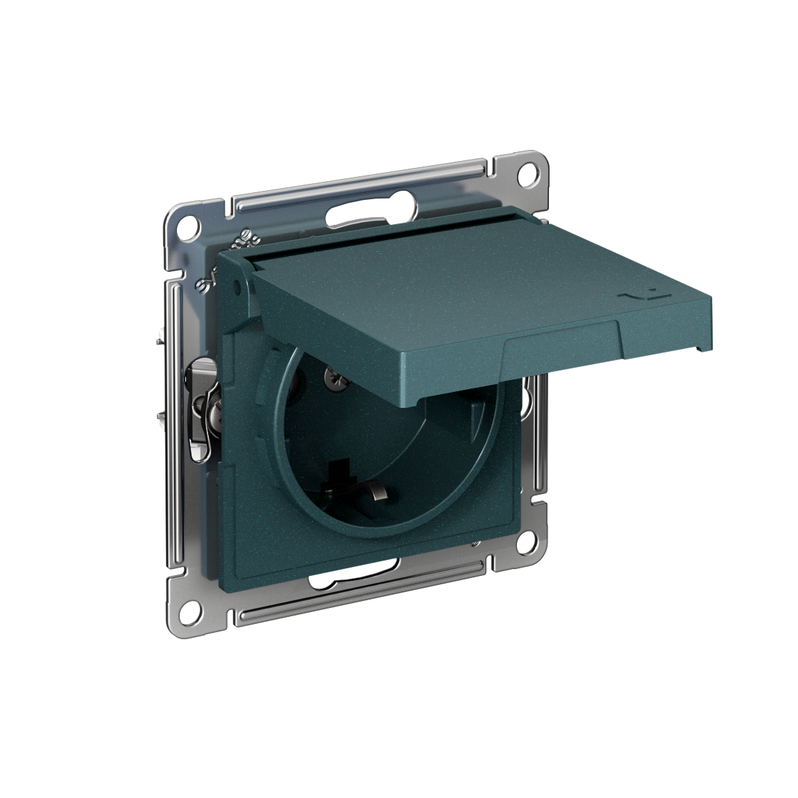Systeme Electric AtlasDesign Изумруд Розетка с заземл. со шторк. с крышкой, 16А, IP20, мех., быстрозажим. клем.