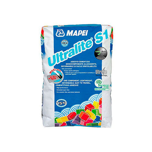 Клей для плитки Mapei Ultralite S1 (C2TE S1) белый 15 кг