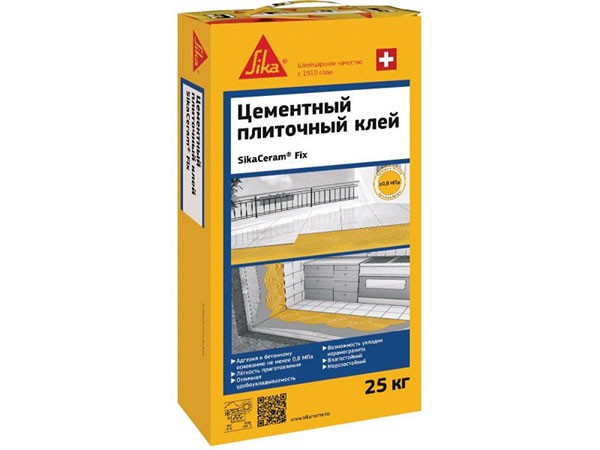 Клей для плитки Sika SikaCeram Fix (C0T) серый, 25кг / Сика СикаКерам Фикс