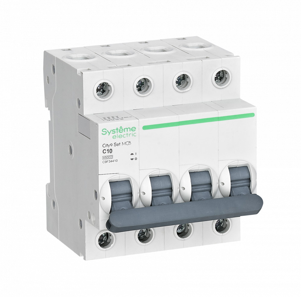 Systeme Electric City9 Set Автоматический выключатель (АВ) С 10А 4P 4.5kA 400В