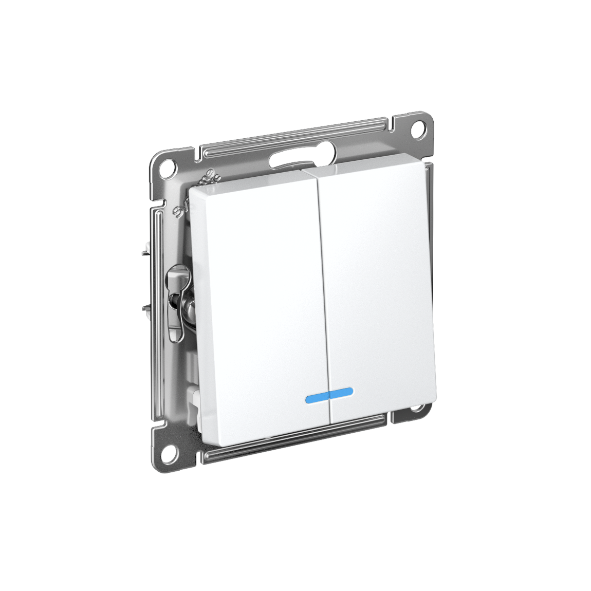 Systeme Electric AtlasDesign Белый Выключатель 2-клавишный с подсвет.,сх.5а, 10АХ, мех., быстрозажим. клем.
