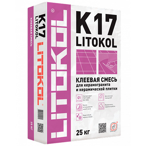 Клей для плитки Litokol K17 (C1) серый, 25 кг / Литокол