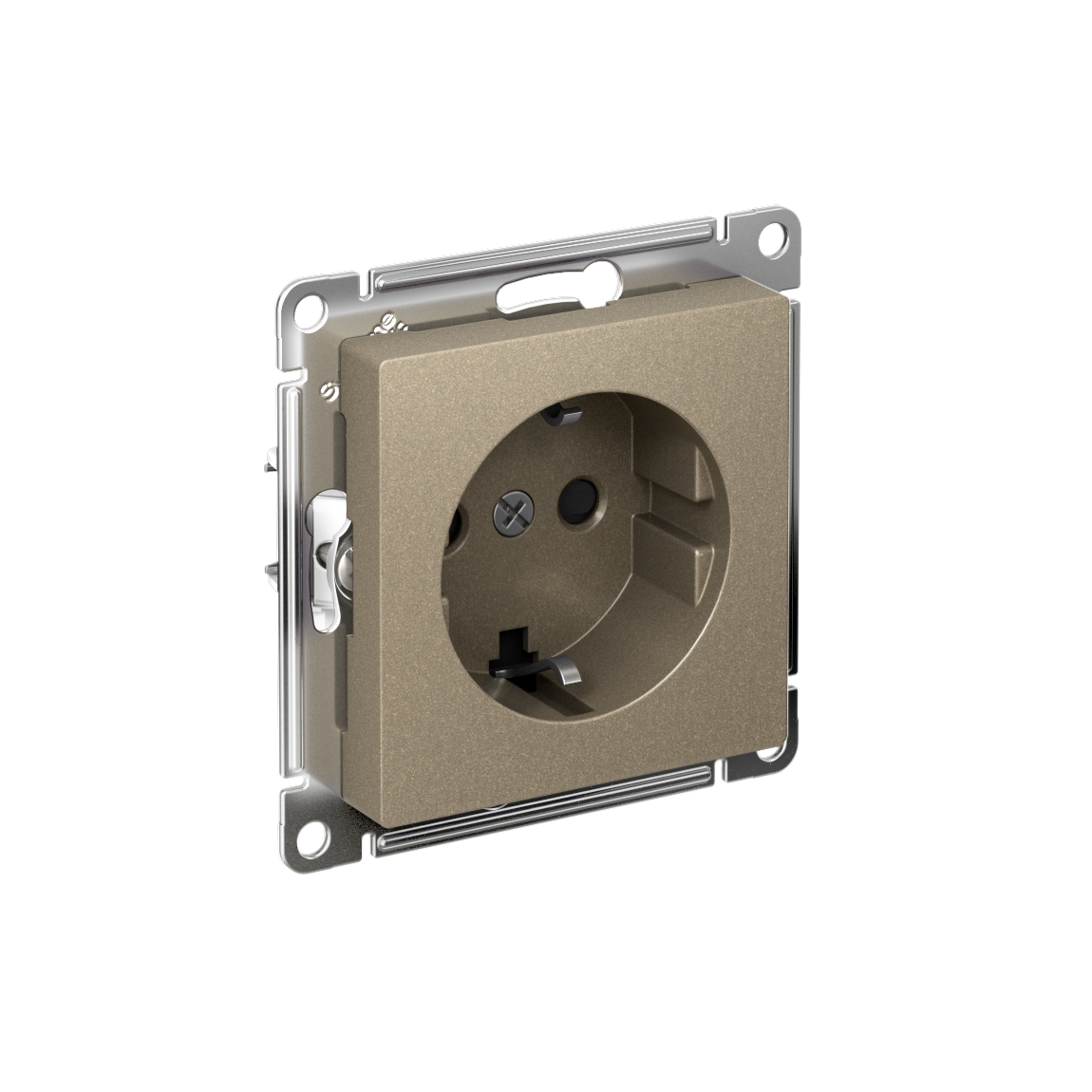 Systeme Electric AtlasDesign Шампань Розетка с заземлением со шторками, 16А, мех., быстрозажим. клем.