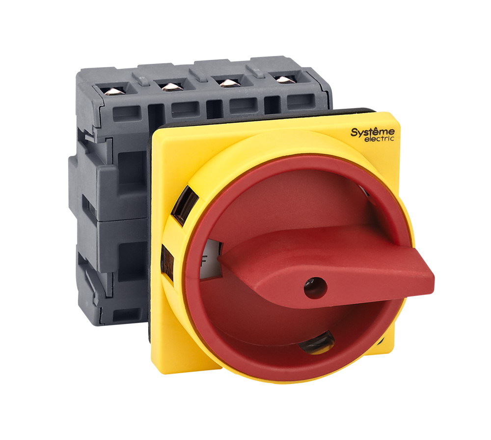 Systeme Electric SystemePact MSD  Выключатель-разъединитель 4P 63A IP20 с красной рукояткой на дверцу 4 винтами с замком