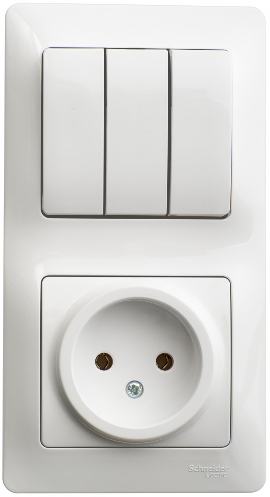 Systeme Electric Glossa Бел Блок: розетка и 3-кл. выключатель