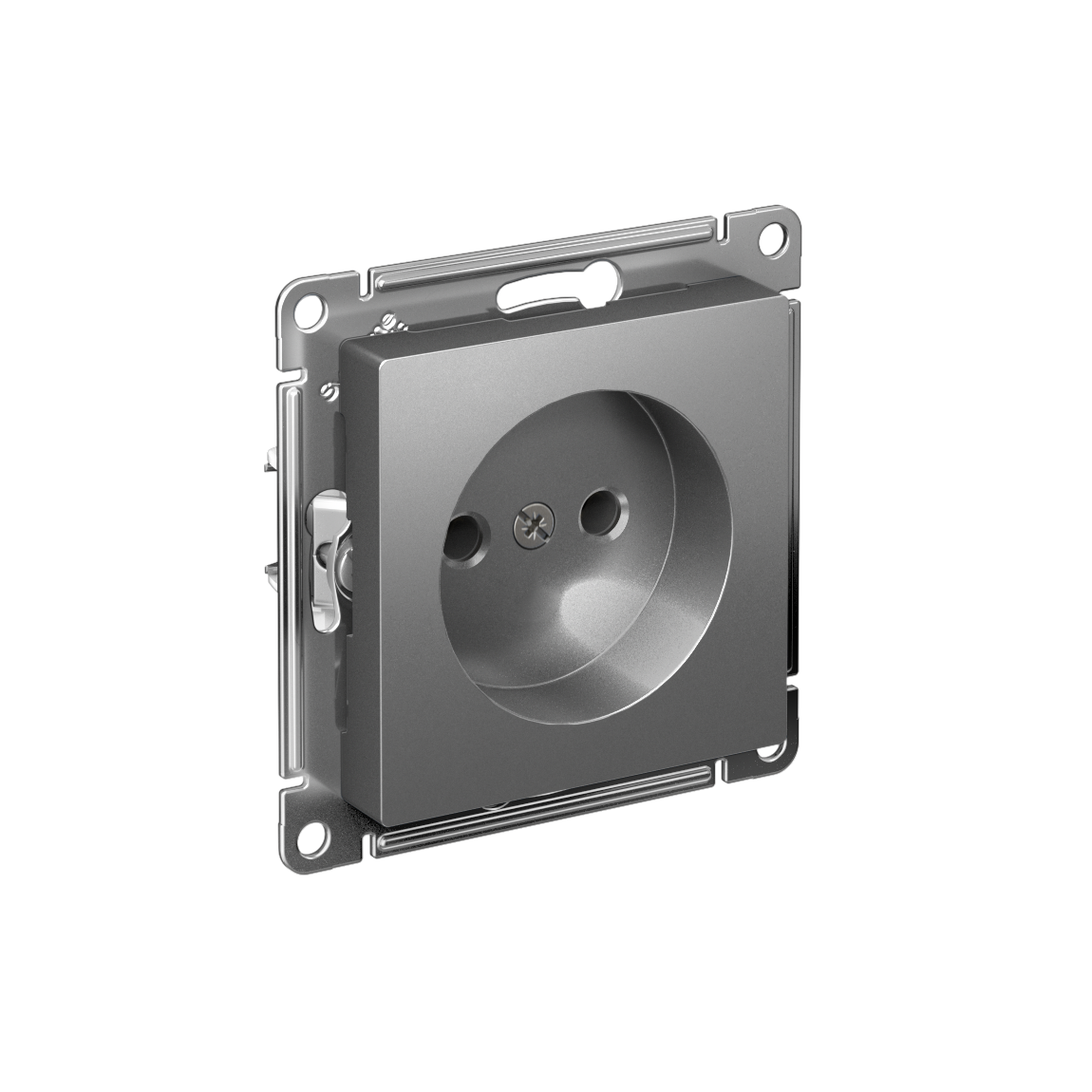 Systeme Electric AtlasDesign Сталь Розетка без заземления без шторок, 16А, мех., быстрозажим. клем.