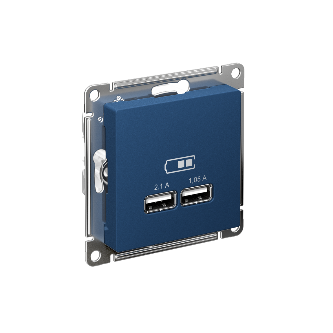 Systeme Electric AtlasDesign Аквамарин Розетка USB A+A, 5В/2,1 А, 2х5В/1,05 А, механизм