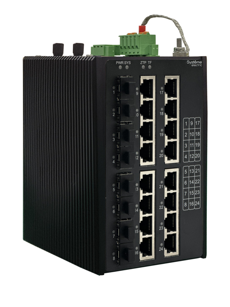 Systeme Electric Управляемый промышленный коммутатор Ethernet L3, 16x10/100/1000BaseT, 8x100/1000/2500BaseX SFP