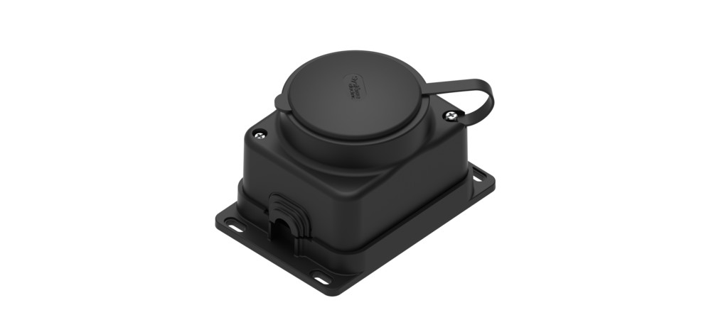 Systeme Electric MultiSet Черная Розетка 2К+З открытой установки каучуковая 16А/250В IP44