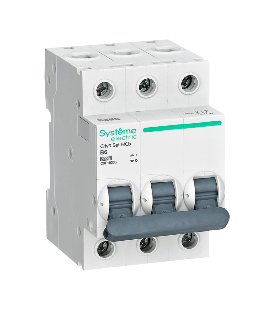 Systeme Electric City9 Set Автоматический выключатель (АВ) B 6А 3P 6kA 400В