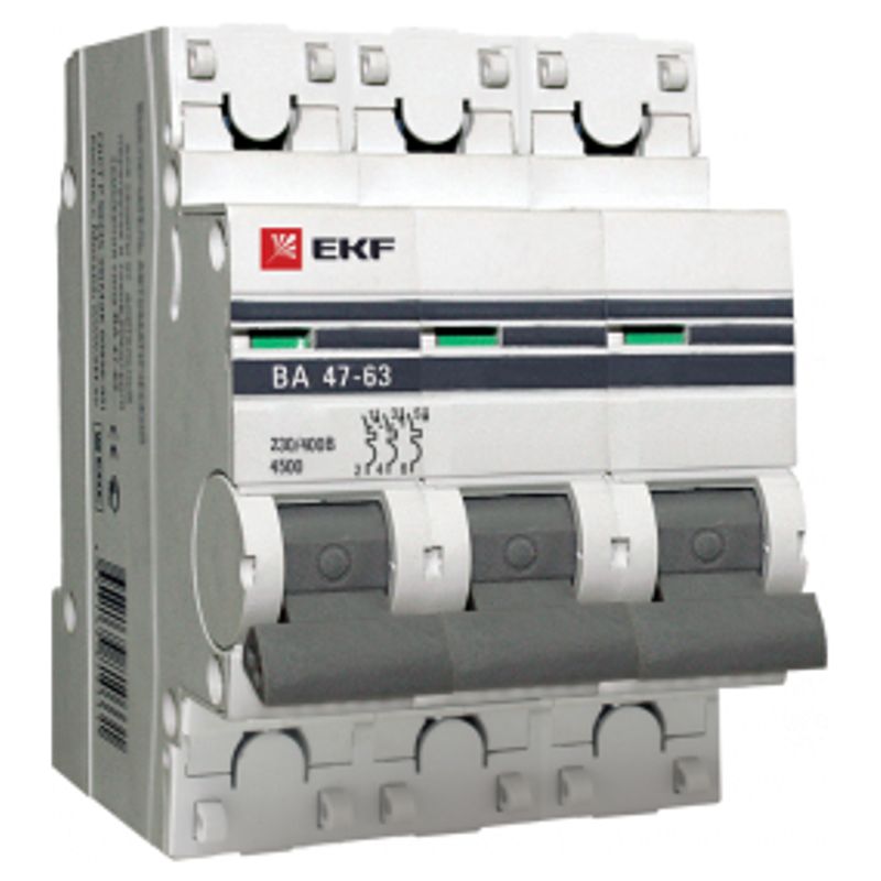 Выключатель автоматический модульный 3п C 40А 4.5кА ВА 47-63 PROxima EKF mcb4763-3-40C-pro