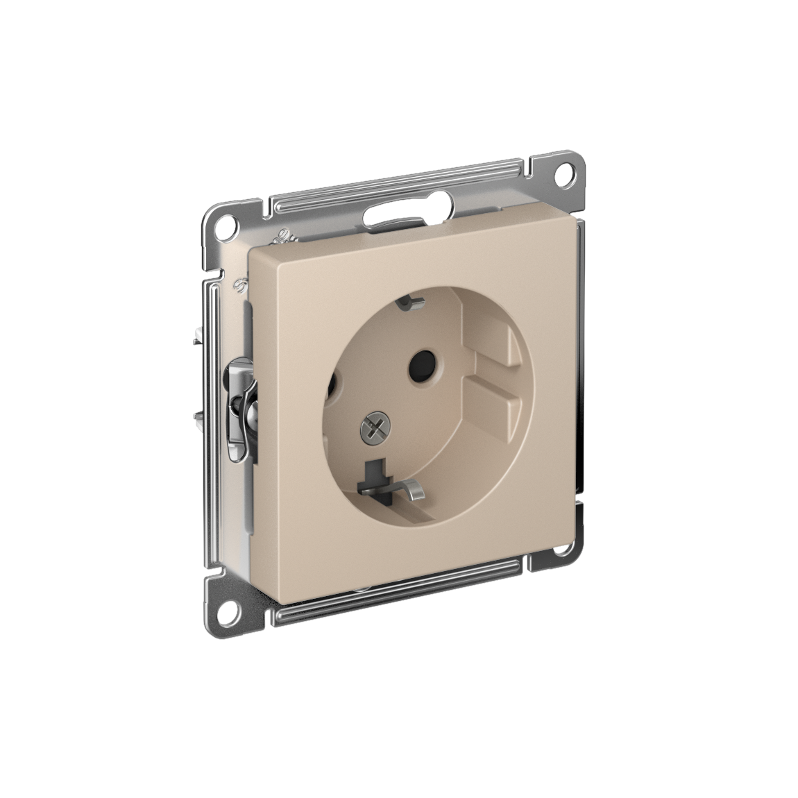 Systeme Electric AtlasDesign Песочный Розетка с/з со шторками, 16А, механизм