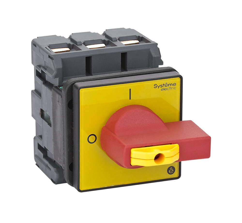 Systeme Electric SystemePact MSD  Выключатель-разъединитель 3P 100A IP20 с красной рукояткой на дверцу 4 винта 1 замок