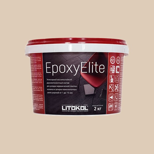 Эпоксидная затирка для плитки Litokol EpoxyElite E.08 Бисквит , ведро 2 кг