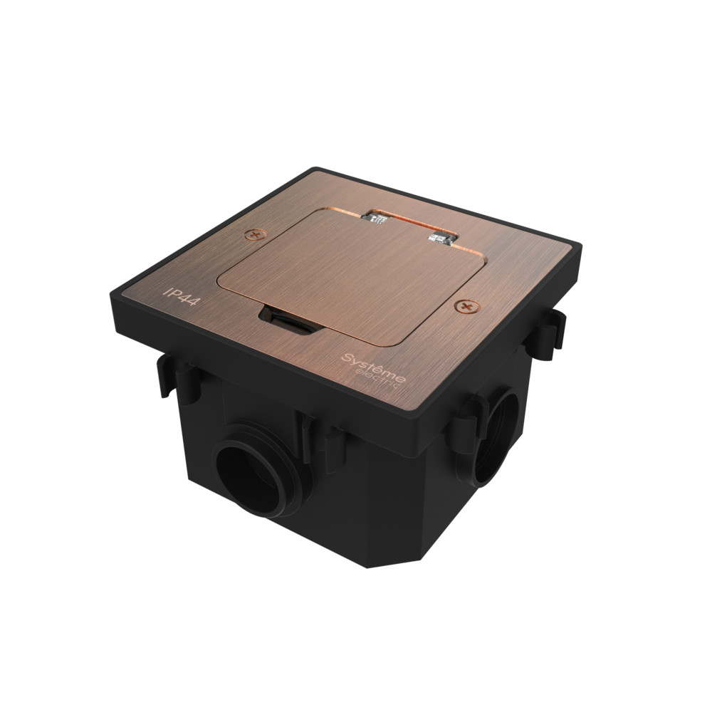 Systeme Elecrtic MultiDesk Медь Лючок на 2 модуля IP44 с монтажной коробкой для бетонных полов, тип MDK20