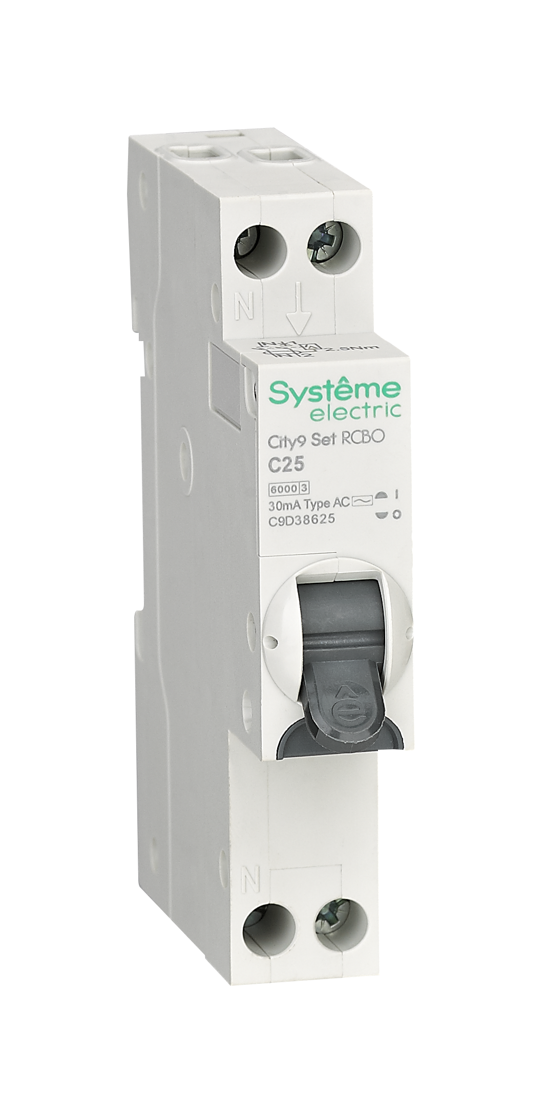 Systeme Electric City9 АВДТ 1П+Н C25 6000A 30мА AC 18мм