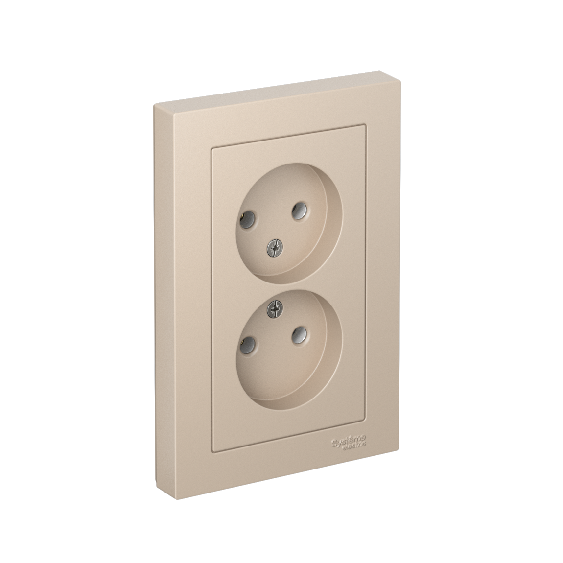 Systeme Electric AtlasDesign Песочный Розетка двойная б/з,16А, в сборе