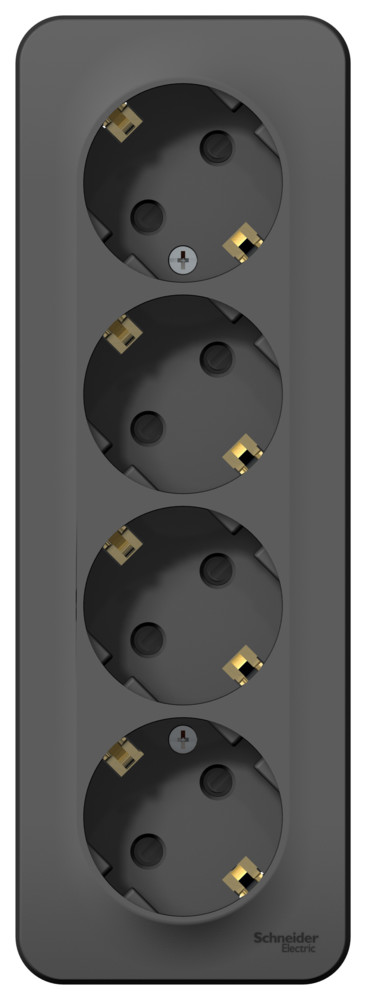 Systeme Electric Blanca наруж Антрацит Розетка 4-ая с/з со шторками 16А, 250В, изолир. пластина