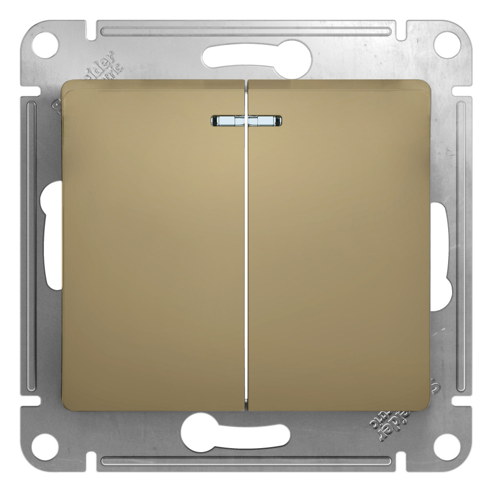 Systeme Electric Glossa Титан Выключатель 2-клавишный с подсветкой, сх.5а, 10АХ