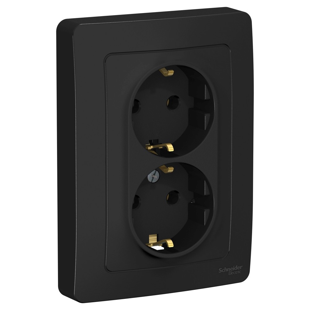 Systeme Electric Blanca внутр Антрацит Розетка 2-ая с/з без шторок, 16А, 250В